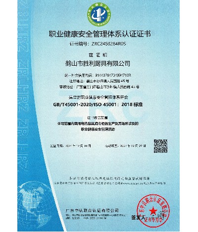 職業(yè)健康安全管理體系認證證書